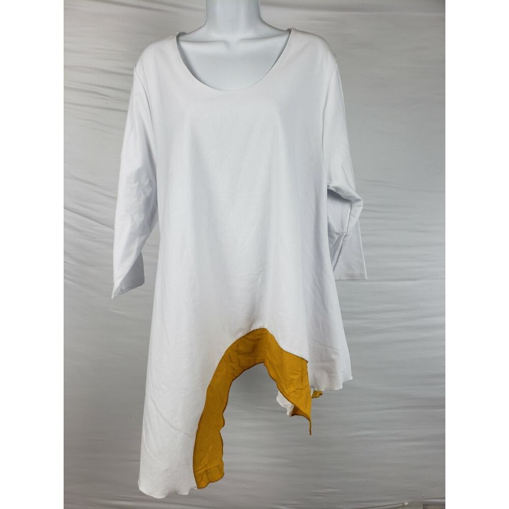 Noblu White Gold Long Sleeve Cotton & Poly Size XXL 2XL Lagenlook Top